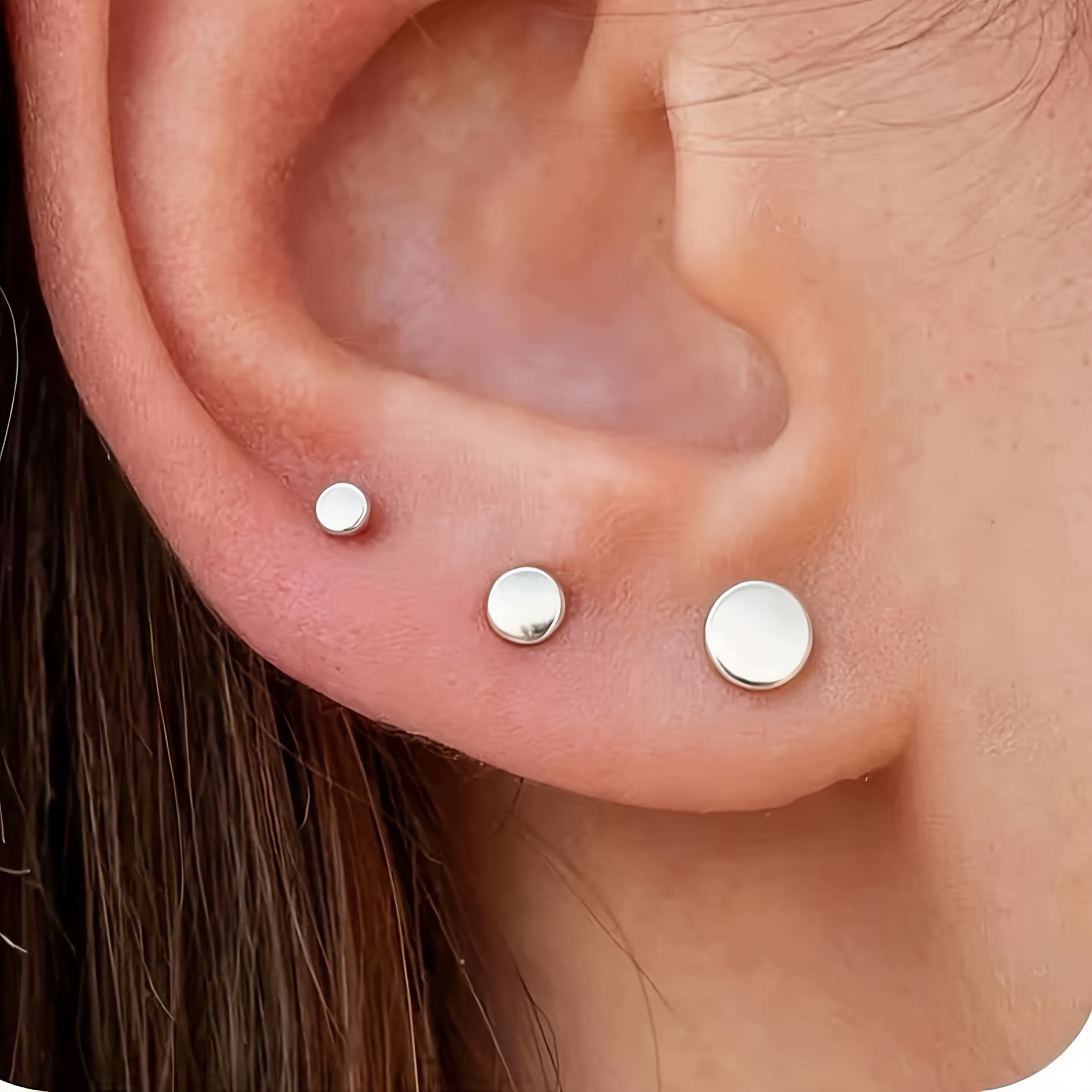6pcs Set of 304 Stainless Steel Small Stud Earrings — Hypoallergenic